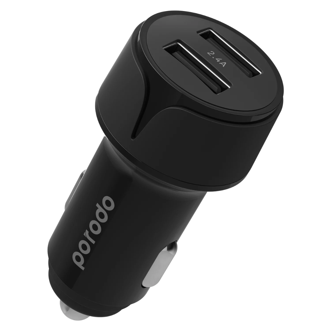 PORODO blue DUAL USB CAR CHARGER 2.4A CODE D