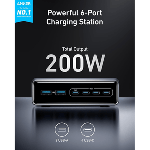 Anker prime charger (200w,6 ports,gan)