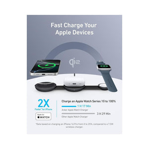 Anker magGo wireless charging station ultra compact (3 in 1) Qi2 charger