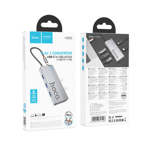 HOCO 5-IN-1 CONVERTER USB-C TO USB-A 3.0×3 + HDTV +PD HB50