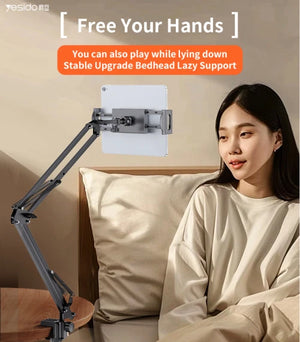 YESIDO DESKTOP STAND MULTIPLE ADJUSTMENT LAZY STAND FOR TABLETS AND PHONES 64CM TOTAL HEIGHT ADJUSTABLE C296