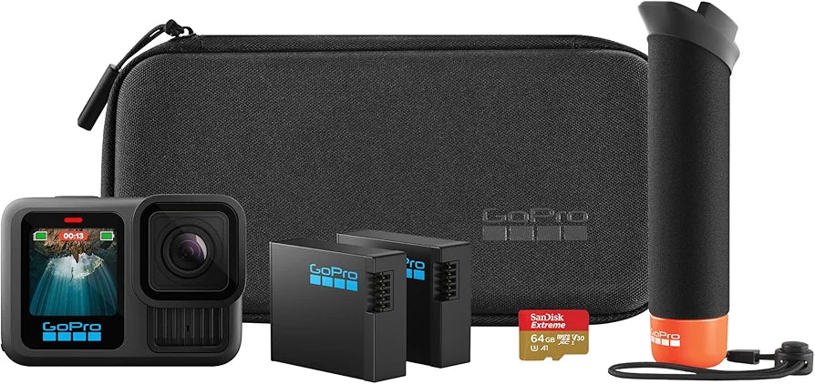 Gopro Hero 13 Accessory Bundle 2 Enduro Batteries -2 Curved Adhesive Mounts- 64gb micro sd- The handler -Camera case