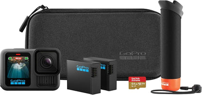 Gopro Hero 13 Accessory Bundle 2 Enduro Batteries -2 Curved Adhesive Mounts- 64gb micro sd- The handler -Camera case