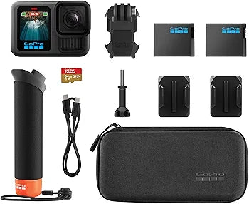 Gopro Hero 13 Accessory Bundle 2 Enduro Batteries -2 Curved Adhesive Mounts- 64gb micro sd- The handler -Camera case