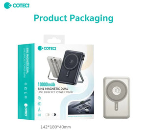 Coteci 6 in 1 magnetic dual line bracket power bank