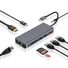 Porodo 9 in 1 hdmi ethernet usb-c hub 10gbps data transfer