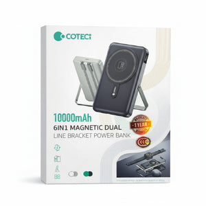 Coteci 6 in 1 magnetic dual line bracket power bank