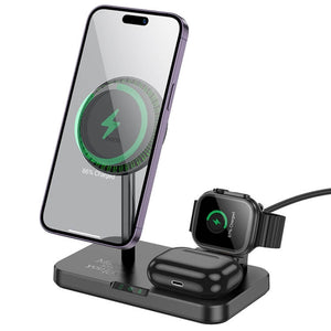 HOCO 3-IN-1 MAGNETIC WIRELESS FAST CHARGER WITH LIGHT 15W CQ12