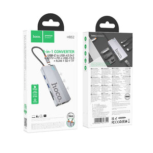 HOCO 8-IN-1 CONVERTER USB-C TO USB-A 3.0×2 + HDTV + PD + USB-C 3.0 + RJ45+ SD + TF HB52