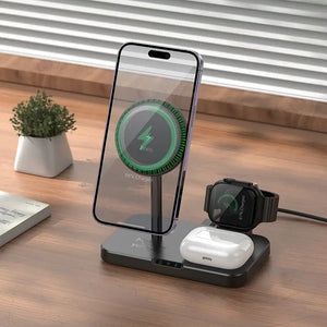 HOCO 3-IN-1 MAGNETIC WIRELESS FAST CHARGER WITH LIGHT 15W CQ12