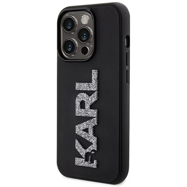 Karl Lagerfeld 3d glitter karl logo case iphone 15 Pro black