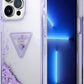 Guess liquid glitter beach case with triangle logo for iphone (14-15 series)