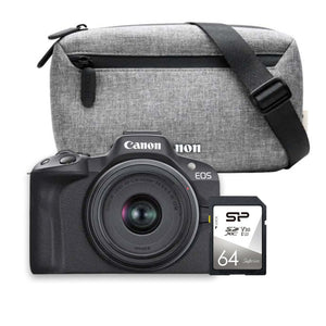 Canon camera EOS R50 RF-S 18-45mm F4.5-6.3 IS STM Travel kit (shoulder bag, memory card 64gb,battery pack)