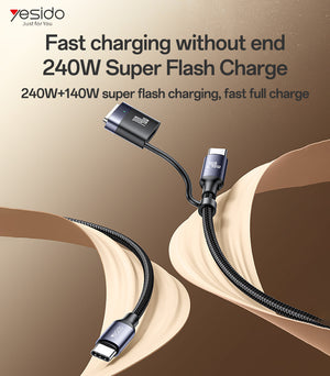 YESIDO 2 IN 1 CABLE USB-C TO C / MAGNETIC CABLE 5A MAX CA197