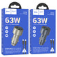 HOCO CAR CHARGER DUAL PORT HIGH POWER  63W WITH CABLE USB-C TO USB-C 1M Z57B