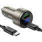 HOCO CAR CHARGER DUAL PORT HIGH POWER  63W WITH CABLE USB-C TO USB-C 1M Z57B