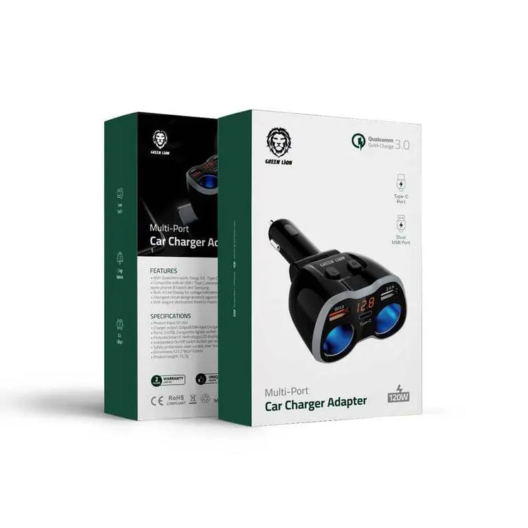 GREEN LIOM MULTI-PORT CAR CHARGER ADAPTER 120W