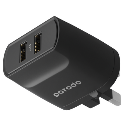 PORODO blue DUAL PORT WALL CHARGER 2.4A CODE D