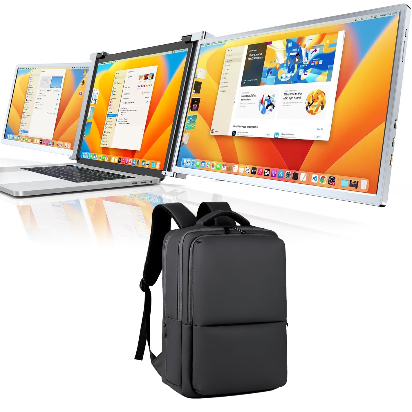 PORTABLE TRI-SCREEN MONITOR + BAG 15.4"