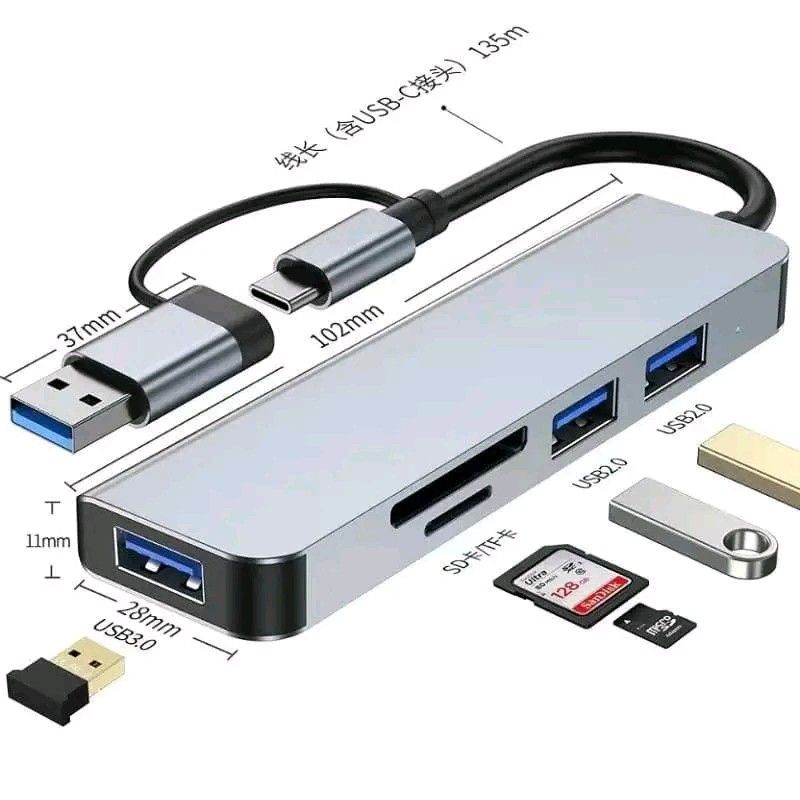 HUB+SD/TF CARD REDER COMBO 5 IN 1